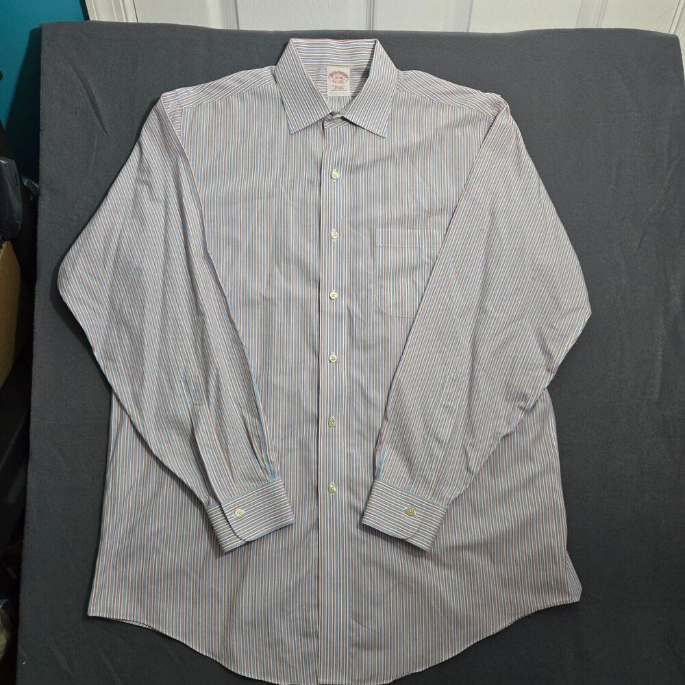 Brooks Brothers Dress Shirt Men 34 16 Traditional Fit Striped Cotton Long Sleeve